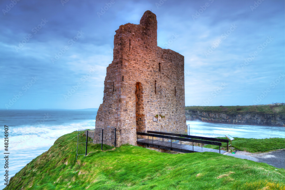 Ruins of Ballybunion castle on the coast , Ireland