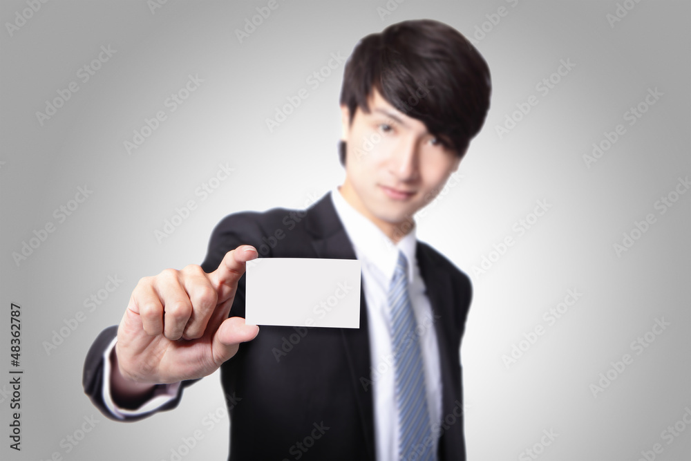 business card in business man hand