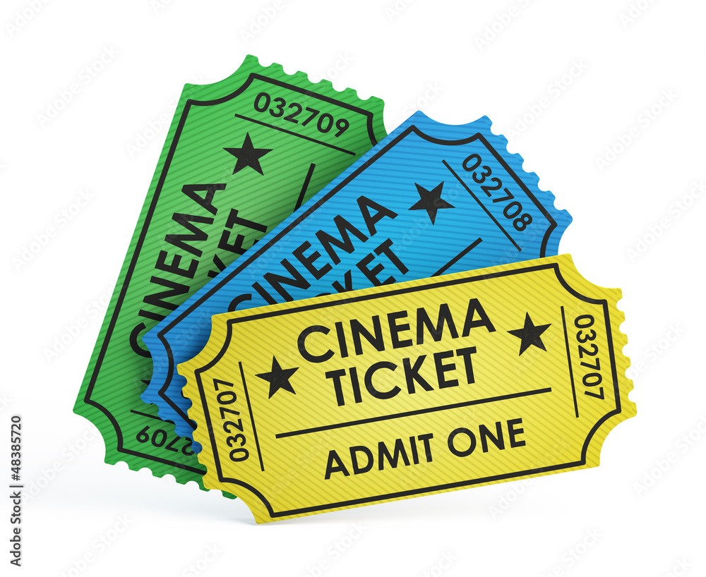 Cinema tickets on white background