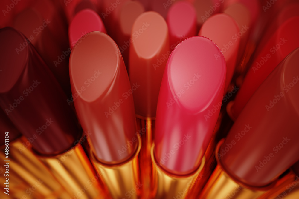 Lipsticks in an row.