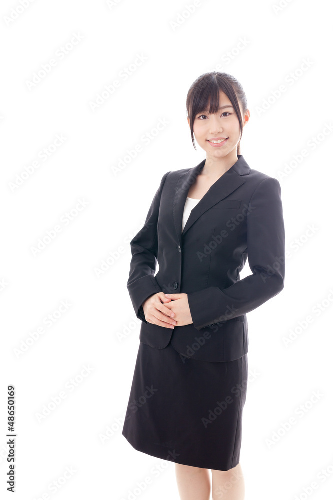 asian businesswoman on white background