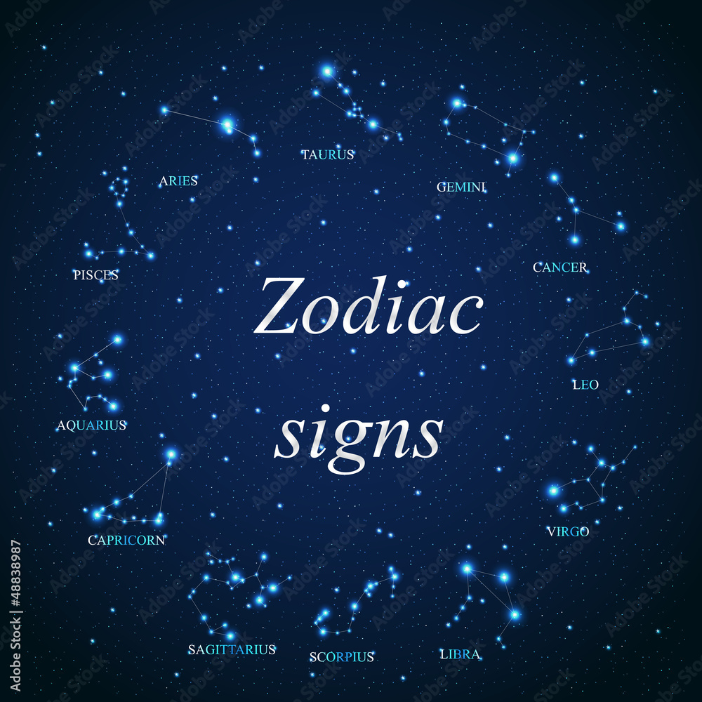 vector of the aries zodiac sign of the beautiful bright stars on