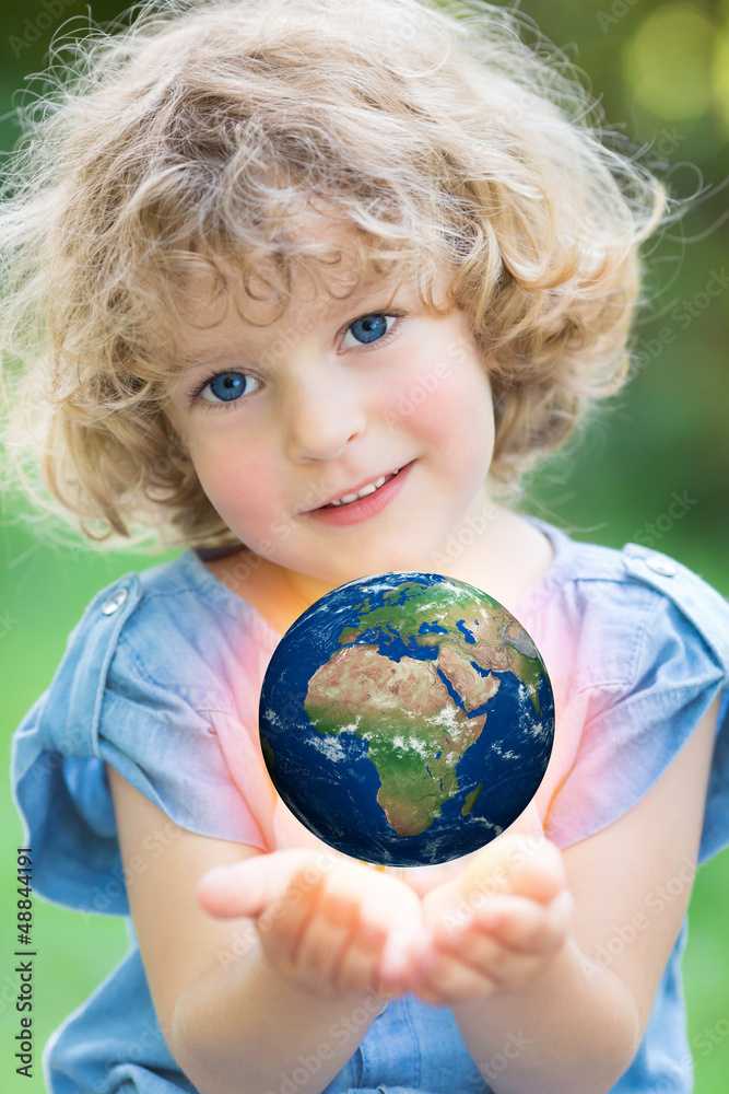 Earth in children`s hands