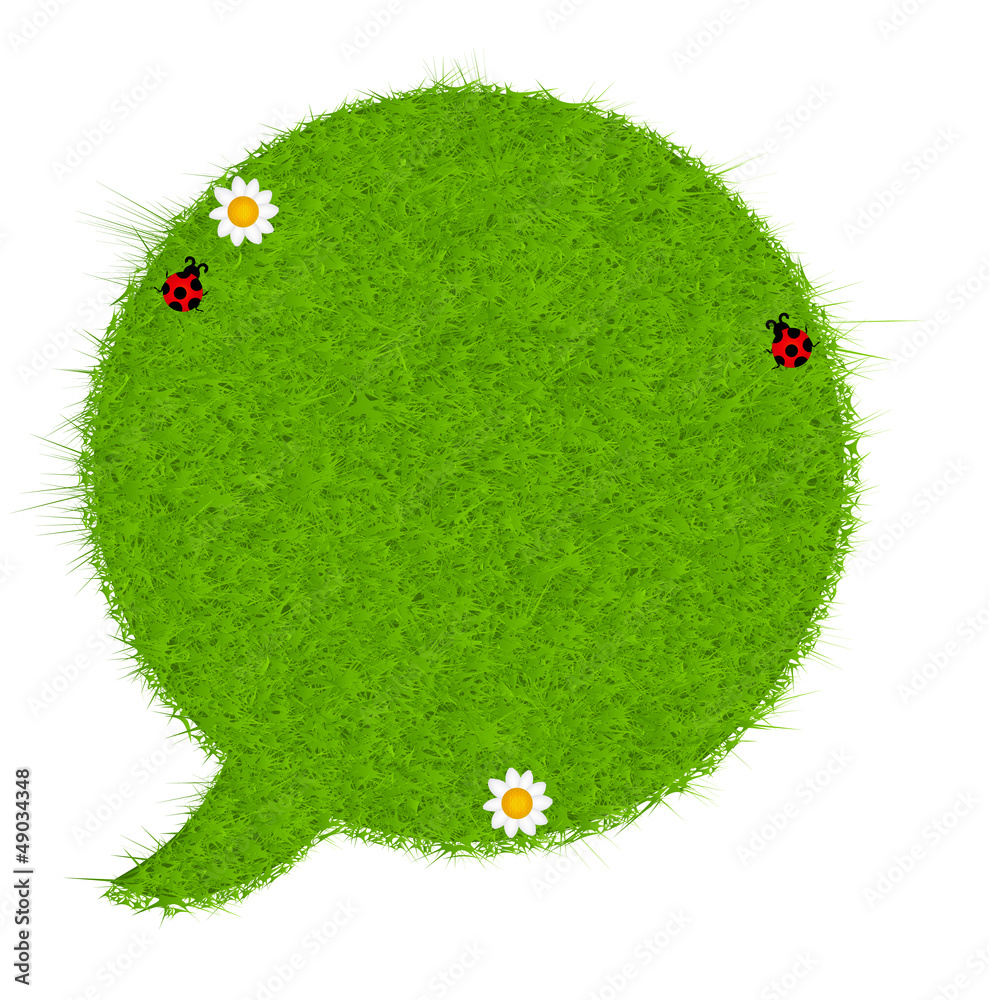 Gresh green grass speech bubble. Vector illustration