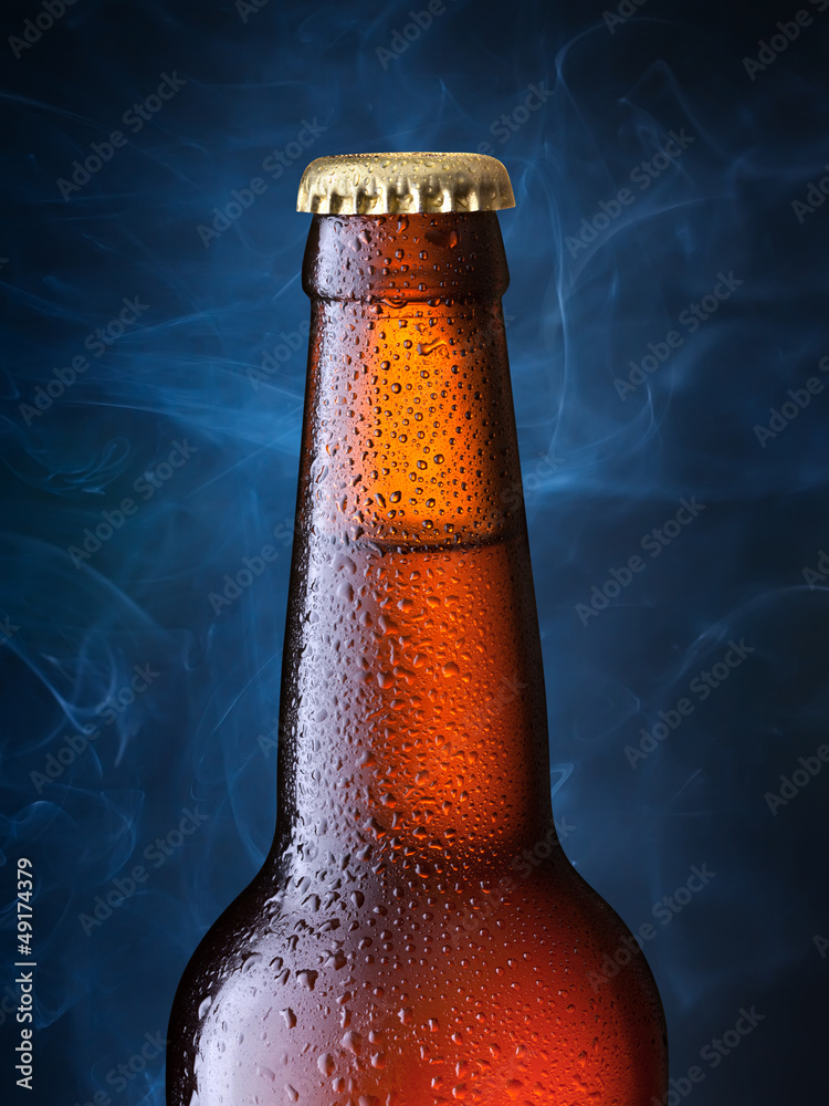 brown bottle of beer + Clipping Path