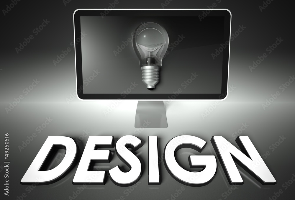 Screen and light bulb with Design, Idea