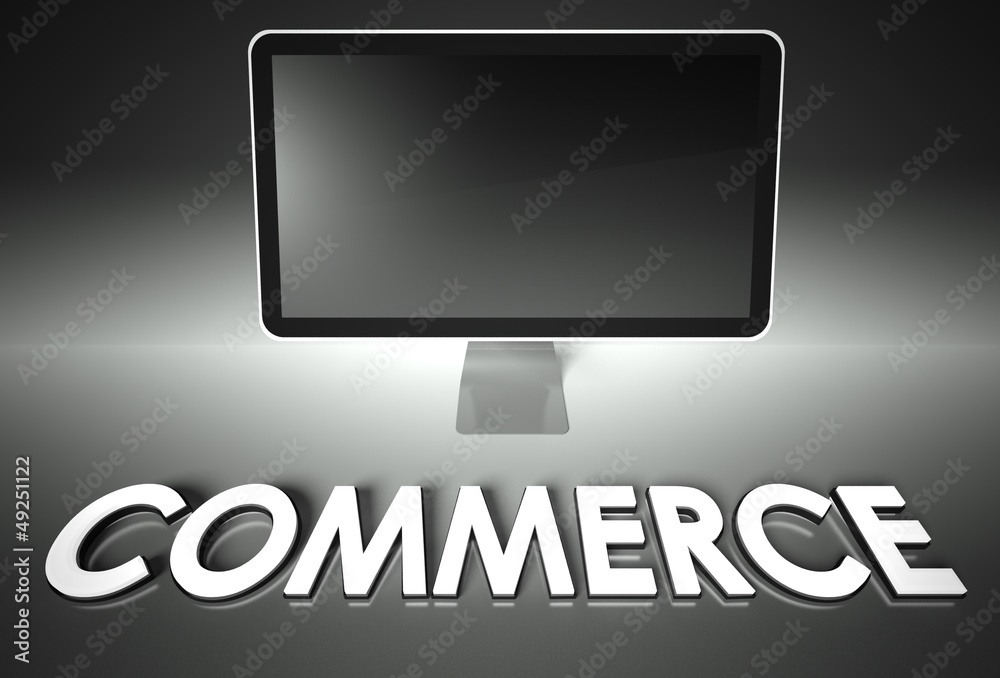 Computer blank screen with word Commerce