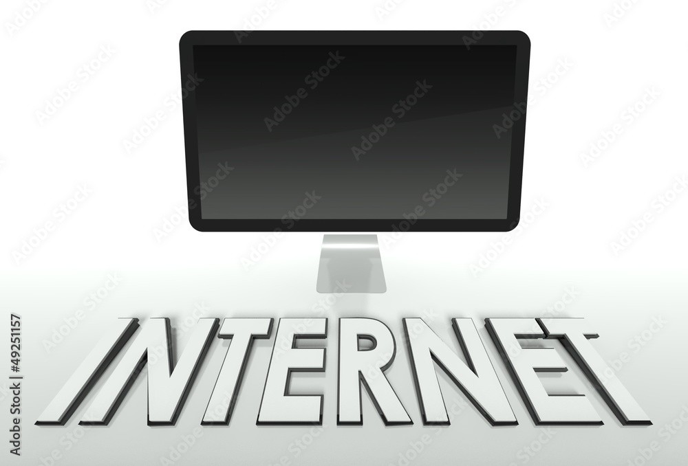 带单词Internet的电脑空白屏幕