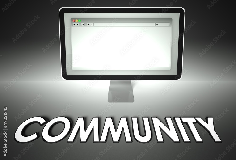 Computer and web browser with Community, Connection