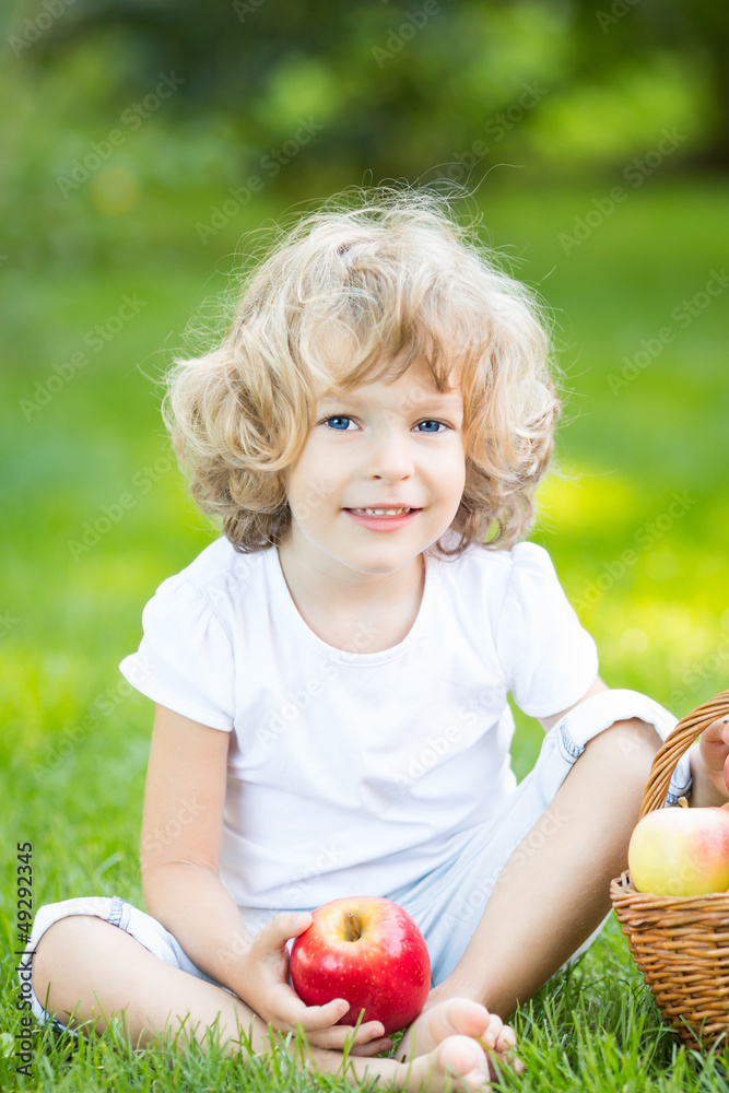 Child having picnic