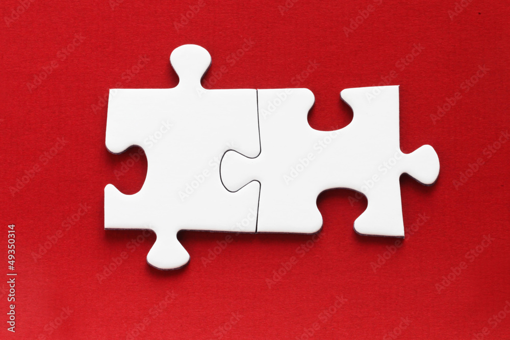 Jig Saw Puzzle - Two Pieces on Red