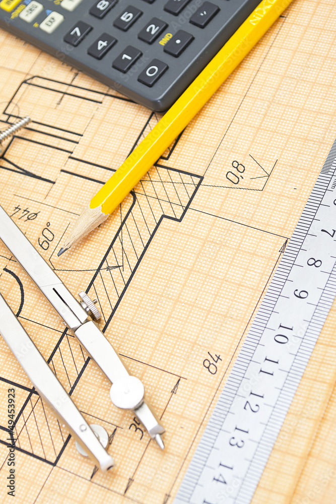 Mechanical circuit, a ruler, compass, calipers.