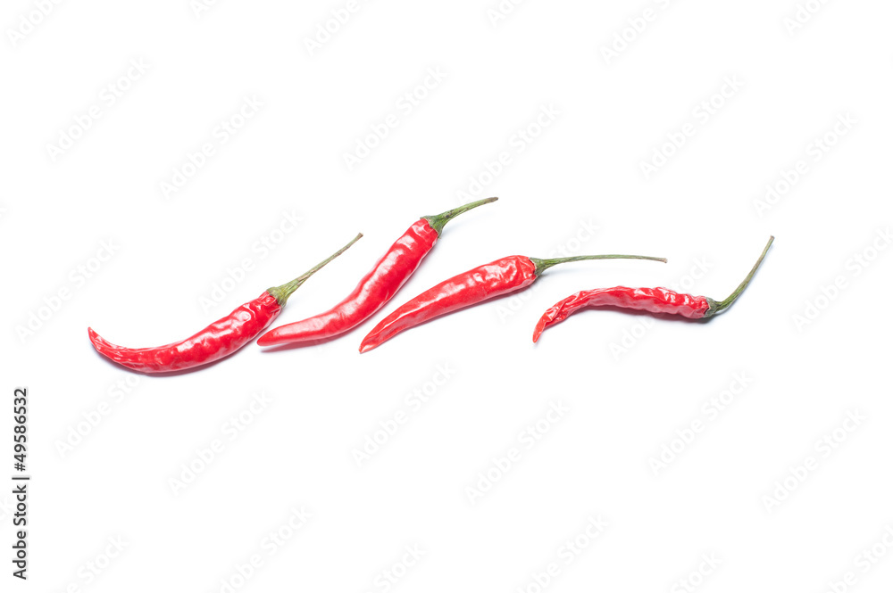 4 chili in white background