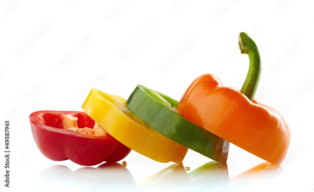 various colors paprika slices