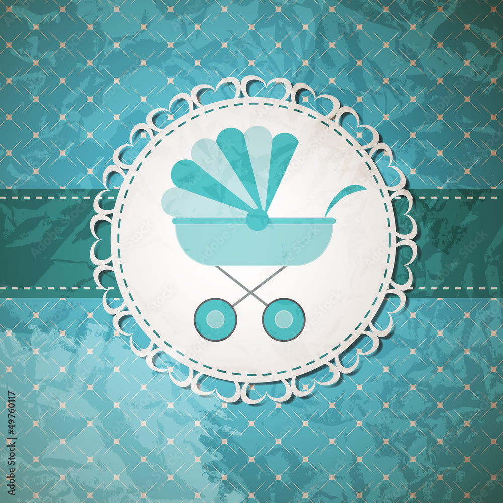 Vector illustration of BLUE baby carriage for newborn boy