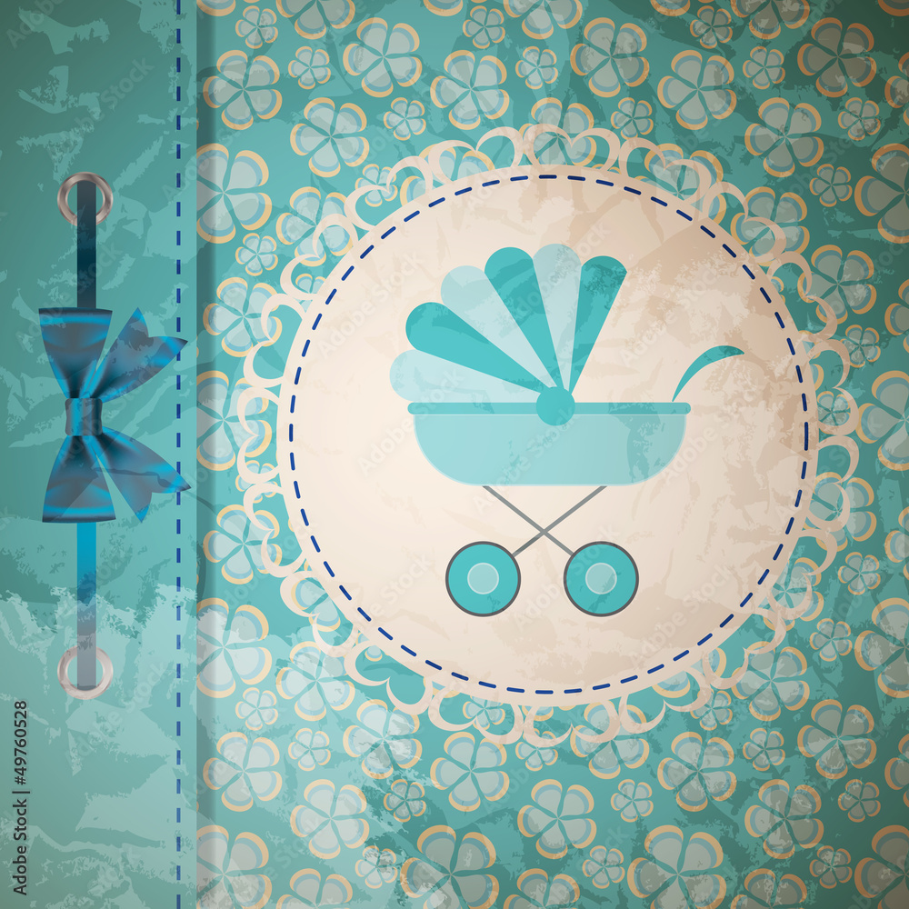 Vector illustration of BLUE baby carriage for newborn boy