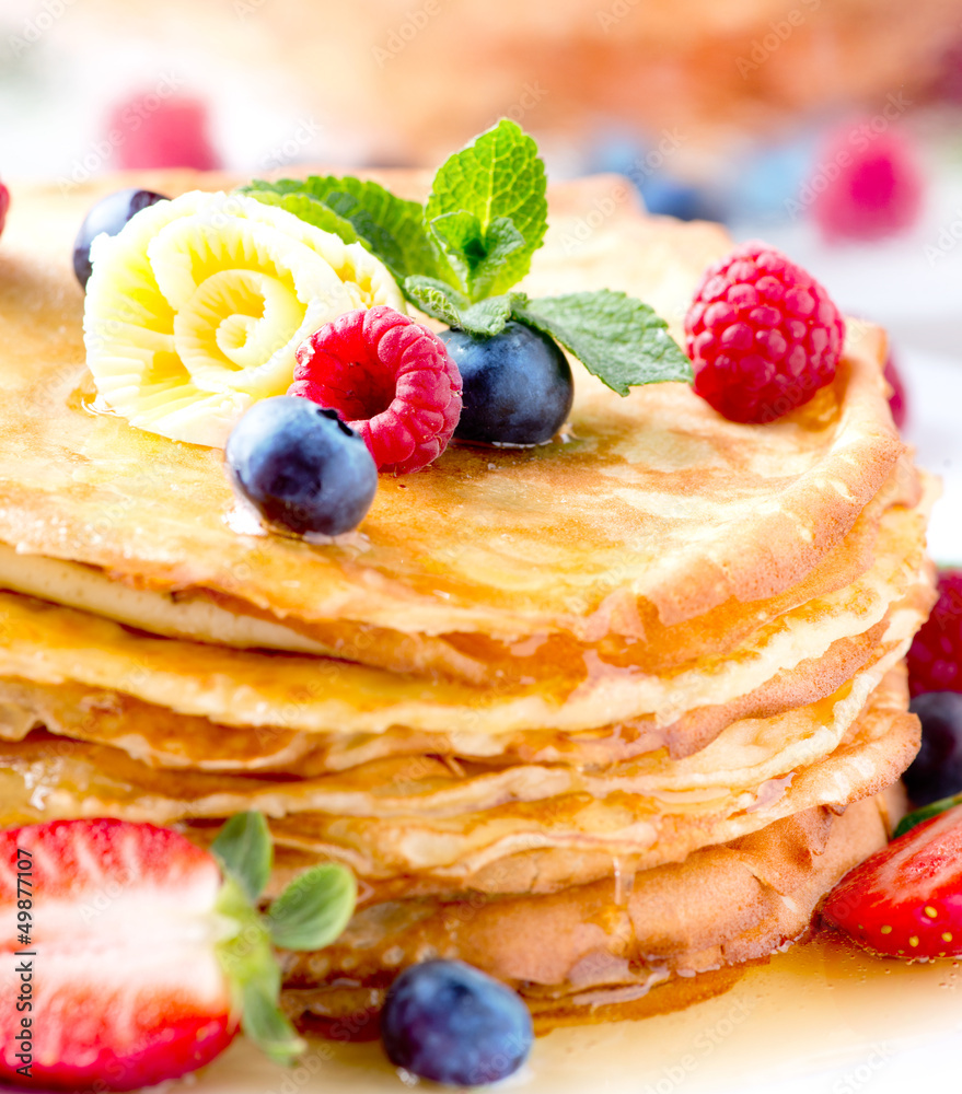 Pancake. Crepes With Berries. Pancakes stack