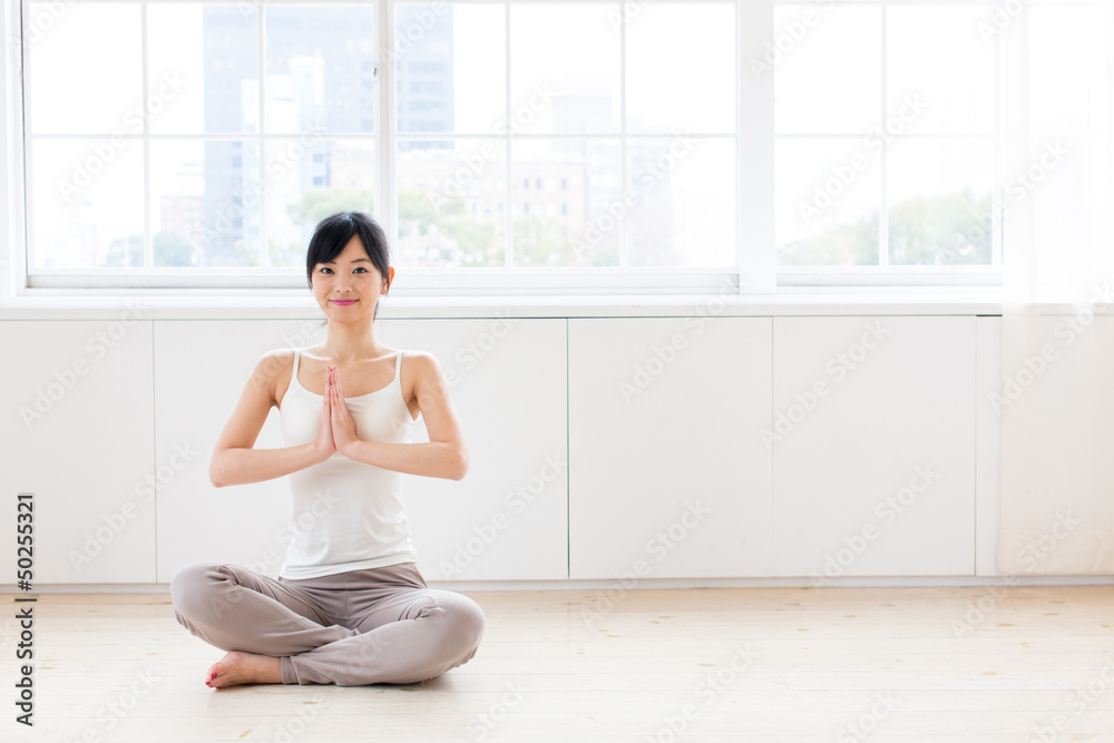 attractive asian woman exercising