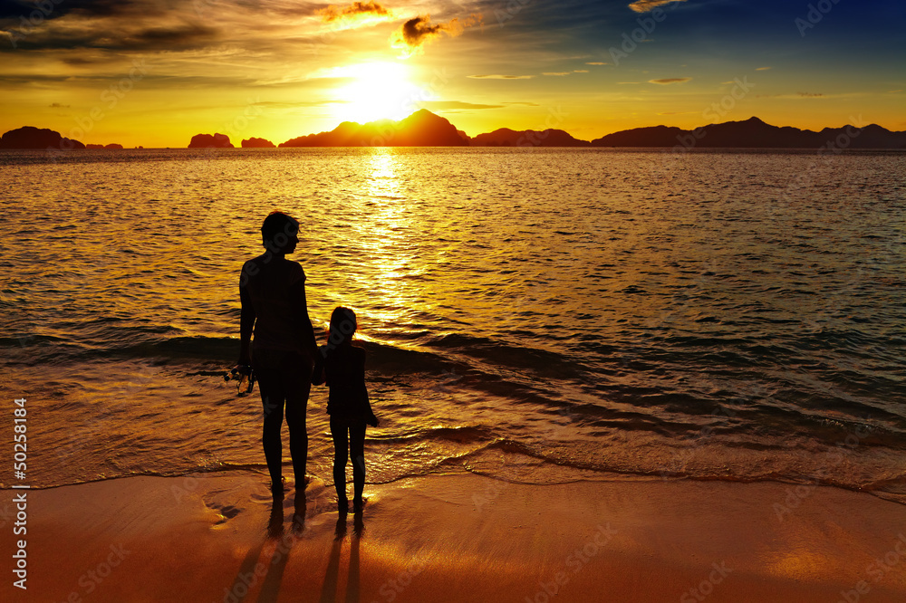 Tropical beach at sunset