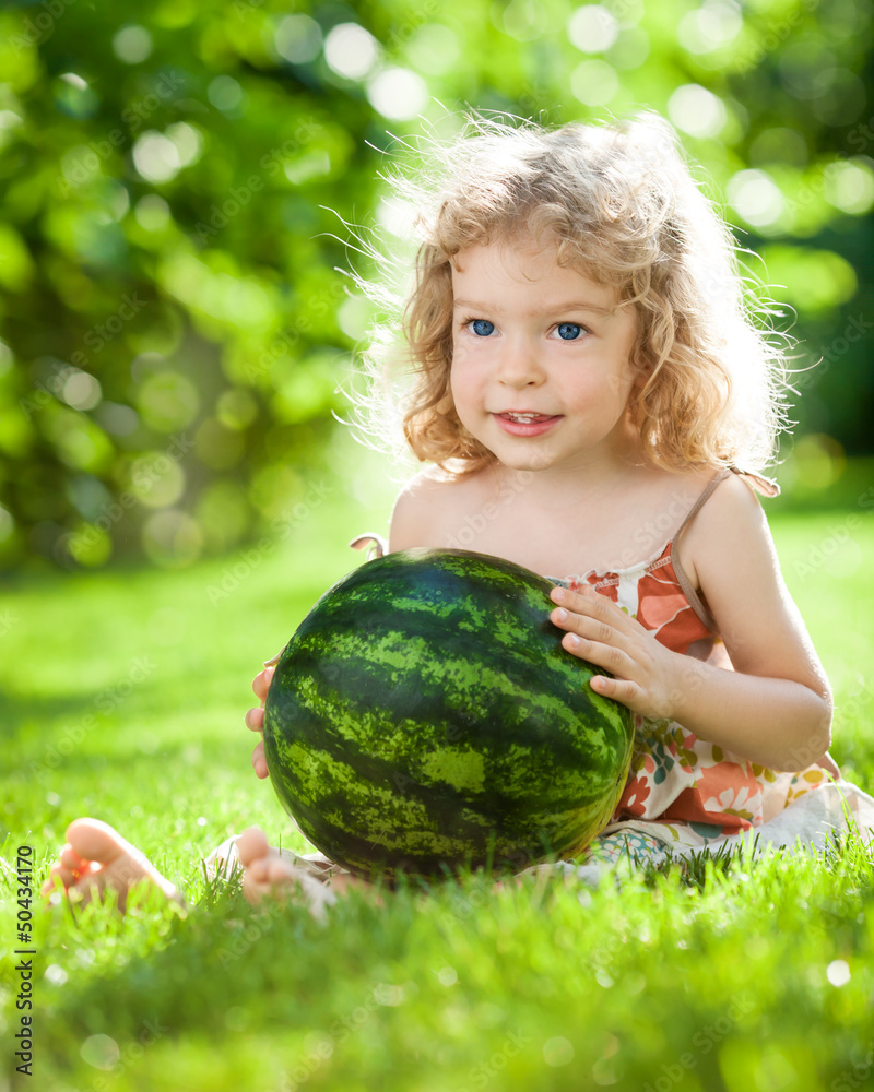 Child with watermelon