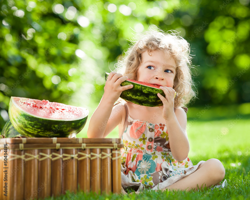 Child eating watermelon