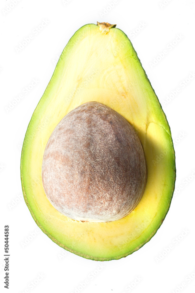 avocado. Half with core isolated on white