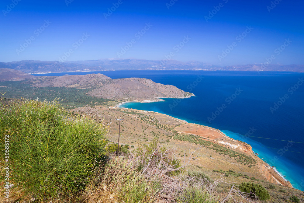 Bay view with blue lagoon on Crete, Greece