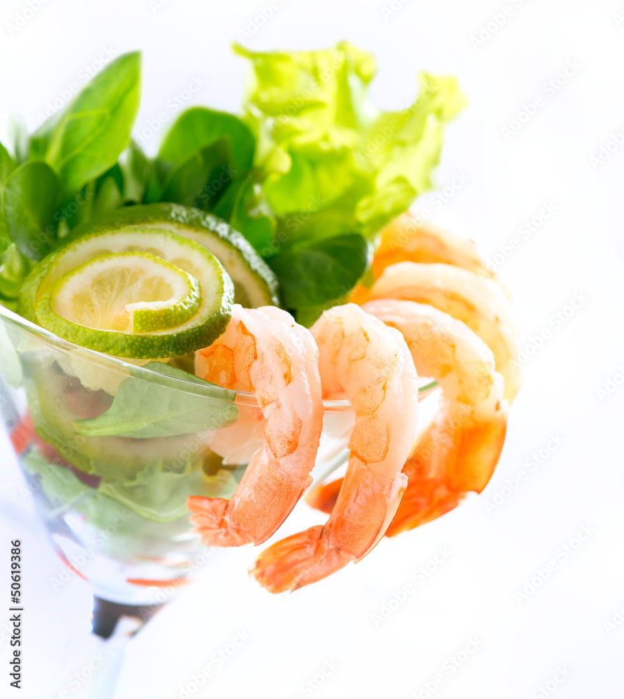 Shrimp or Prawn Cocktail. Isolated on White