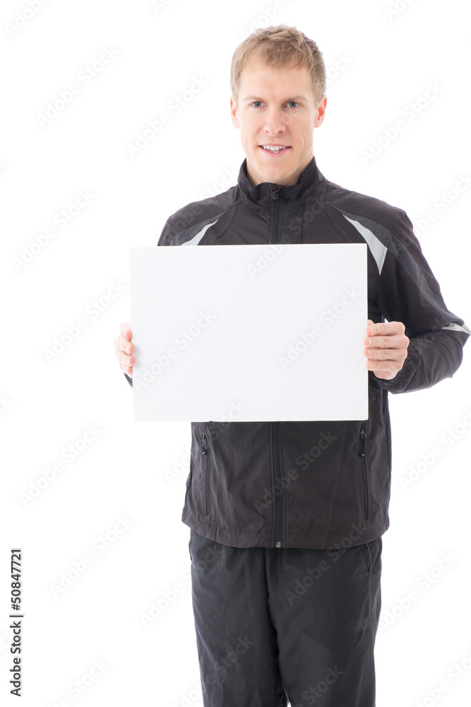 a young sporty man on white background