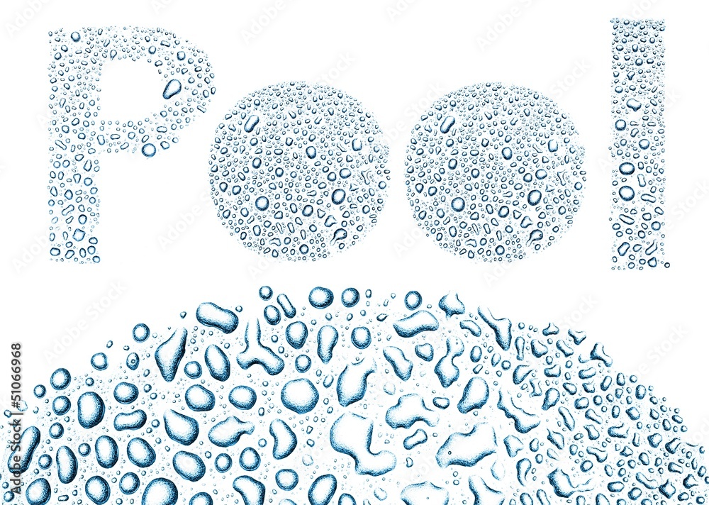 Pool made of water drops, background on white