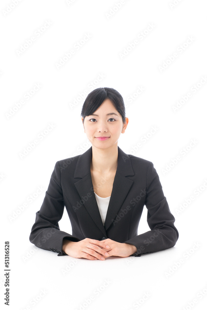 a young asian businesswoman on white background