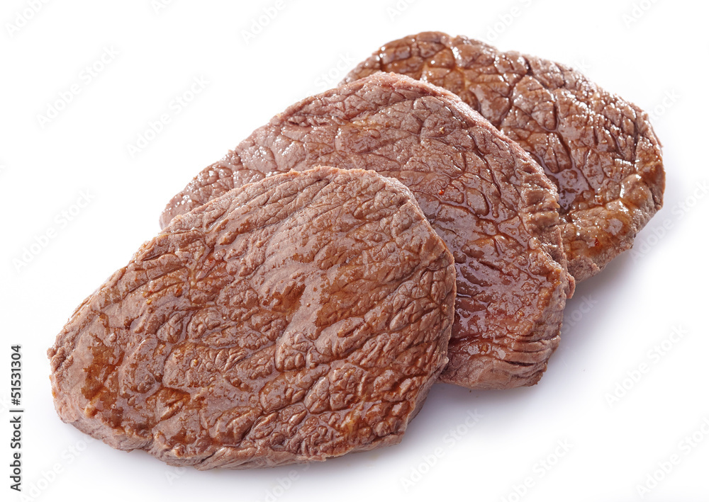 beef steak on white background