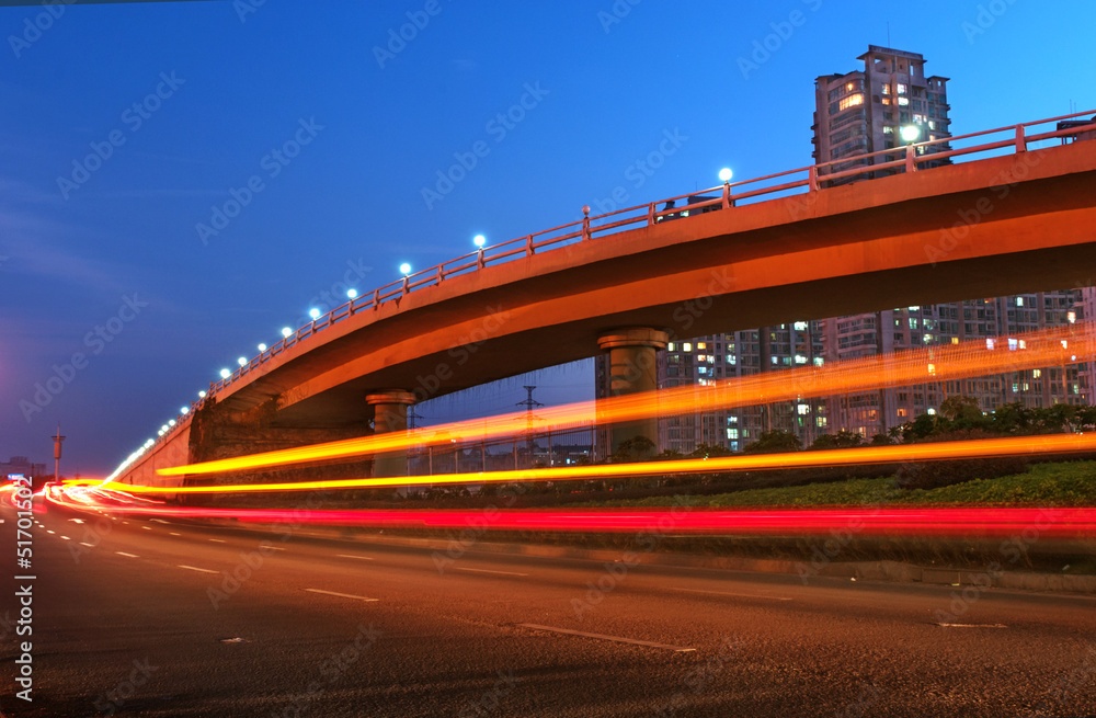 the light trails in shanghai china