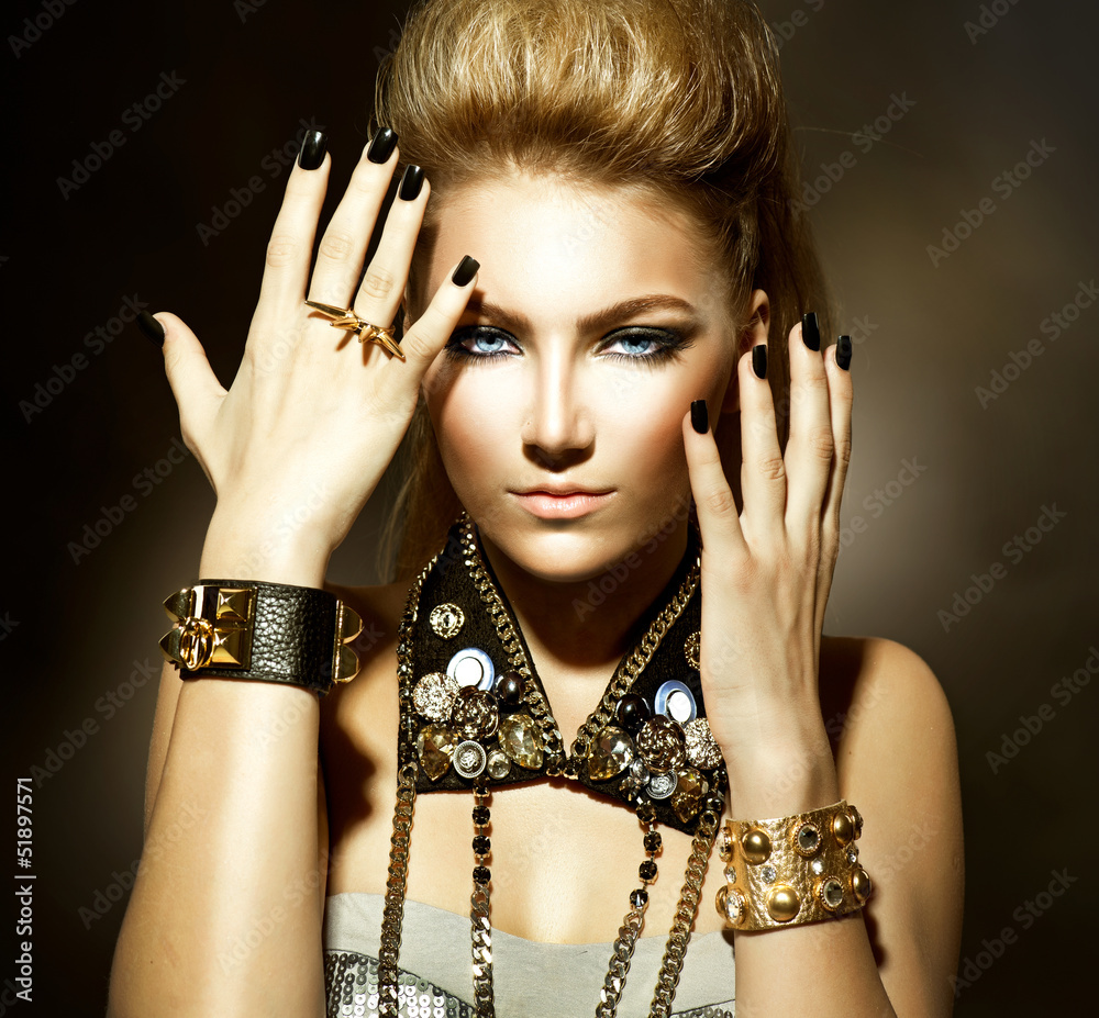 Fashion Rocker Style Model Girl Portrait