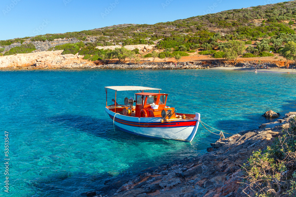 Fishing boat at the coast of Crete, Greece