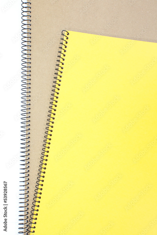 yellow note book isolate on white background