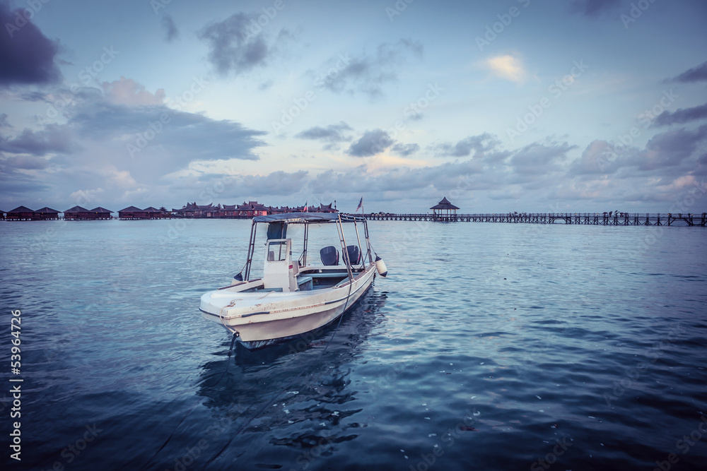 yatch with blue sky and cloud