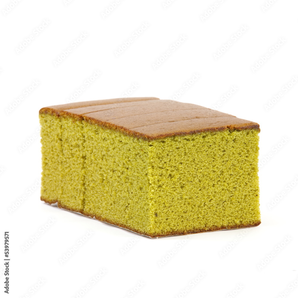 Green tea Sponge cake on white