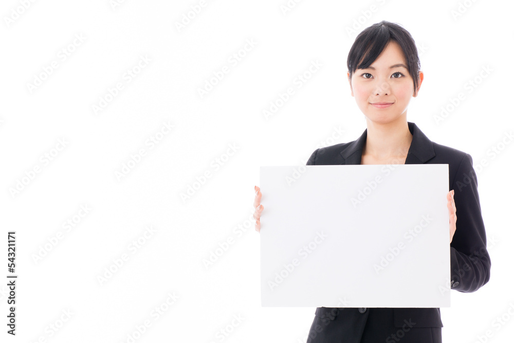 young asian businesswoman with whiteboard