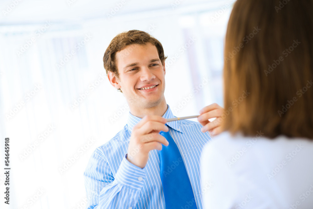 Young businessman doing interviews