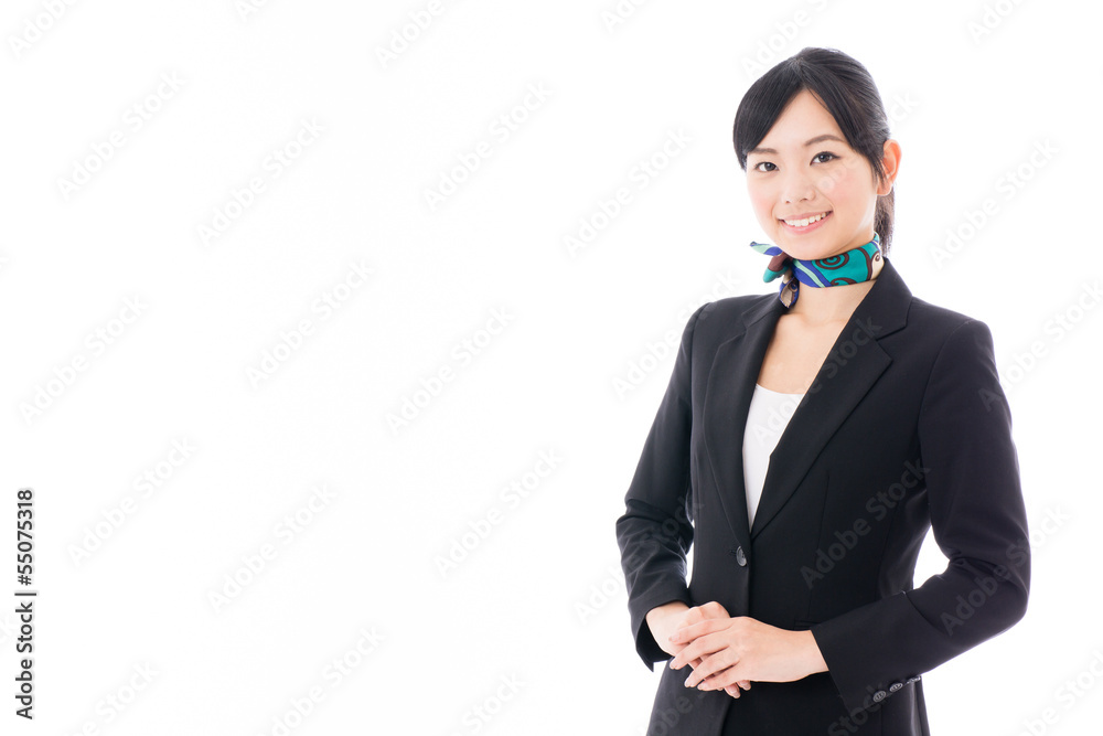 asian businesswoman on white background