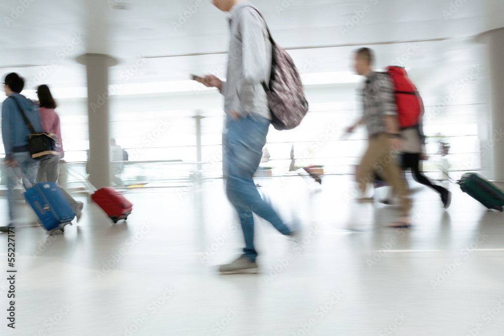 Motion blurred commuters At the Subway Station