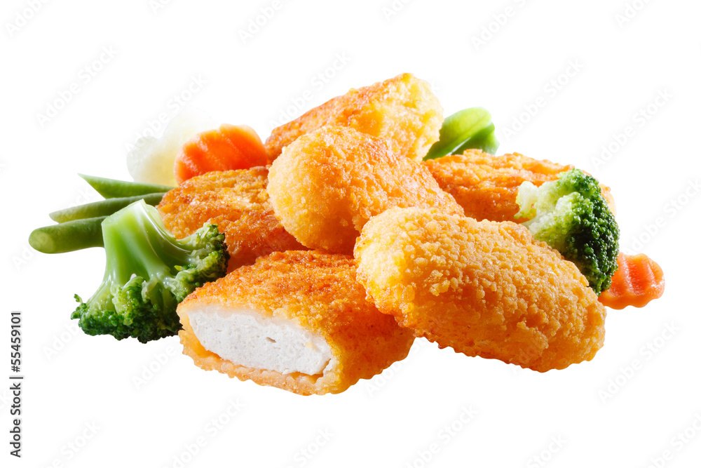 Nuggets with vegetables. File contains сlipping path