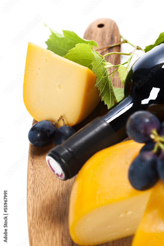 Wine, cheese and grape