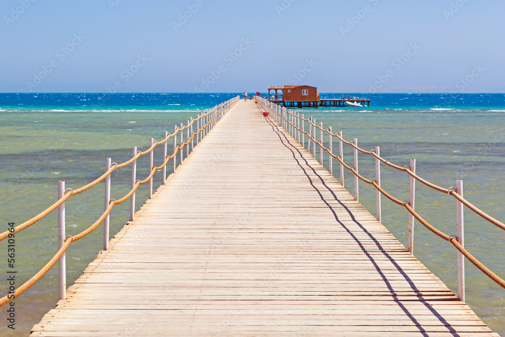 Pier on the beach of Red Sea in Hurghada, Egypt