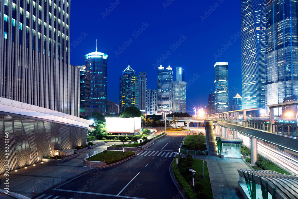 Cities of skyscrapers at night