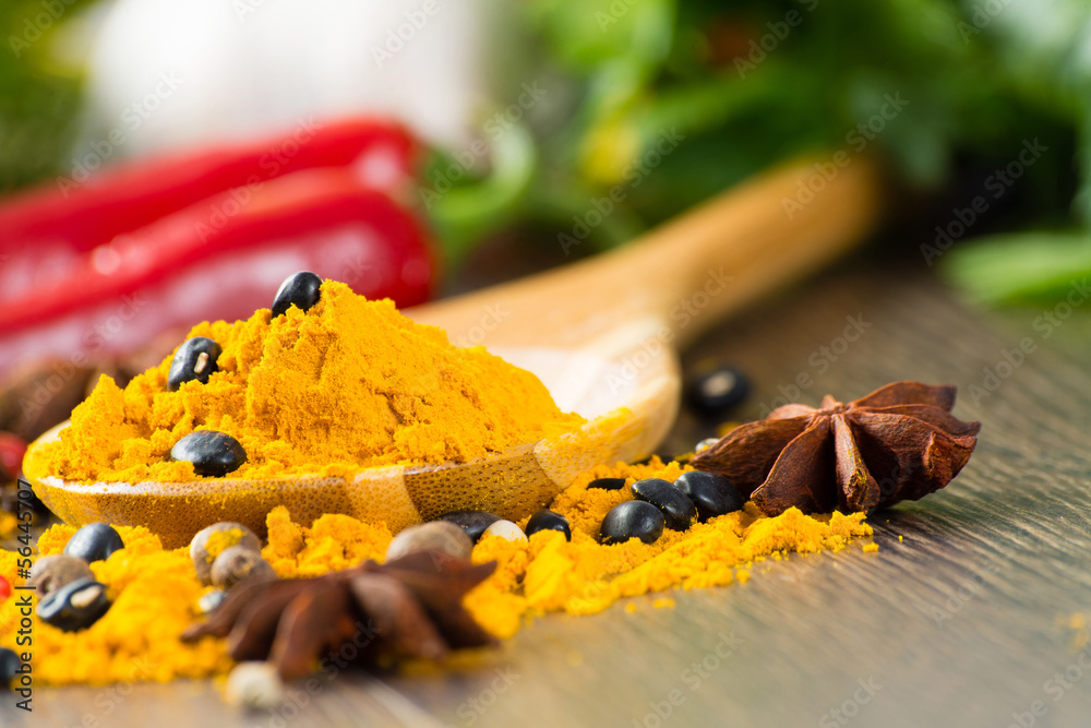 close-up of Asian spices