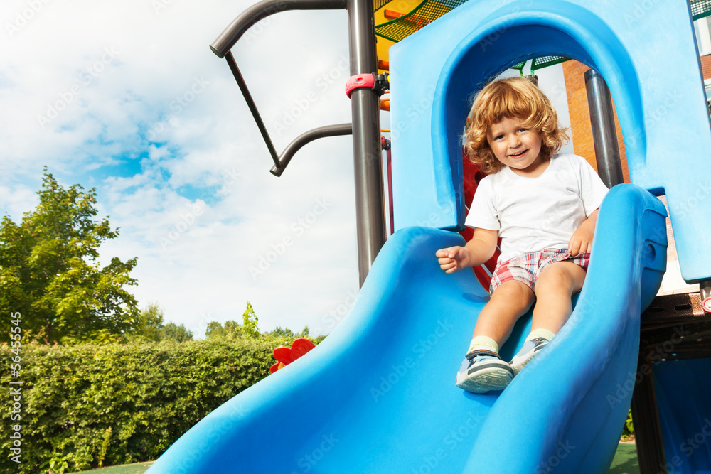 Sliding on playground