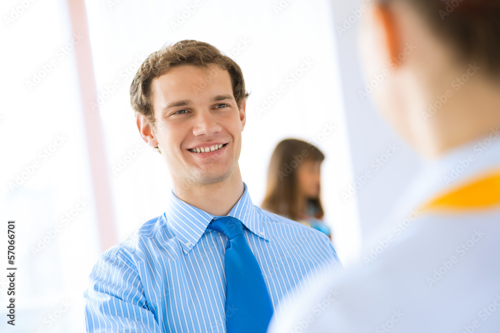 Young businessman doing interviews