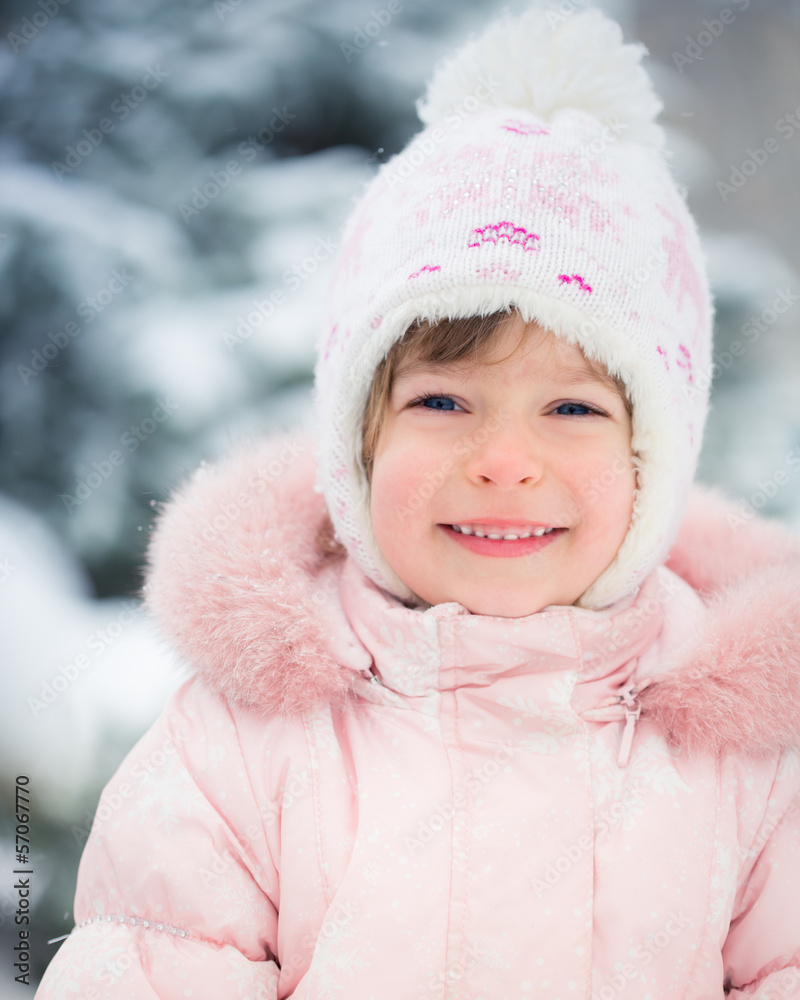 Child in winter park